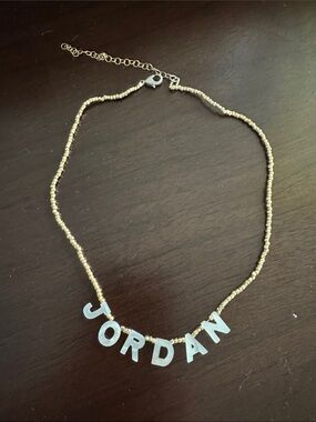 Personalized "JORDAN" Beaded Name Necklace in Gold